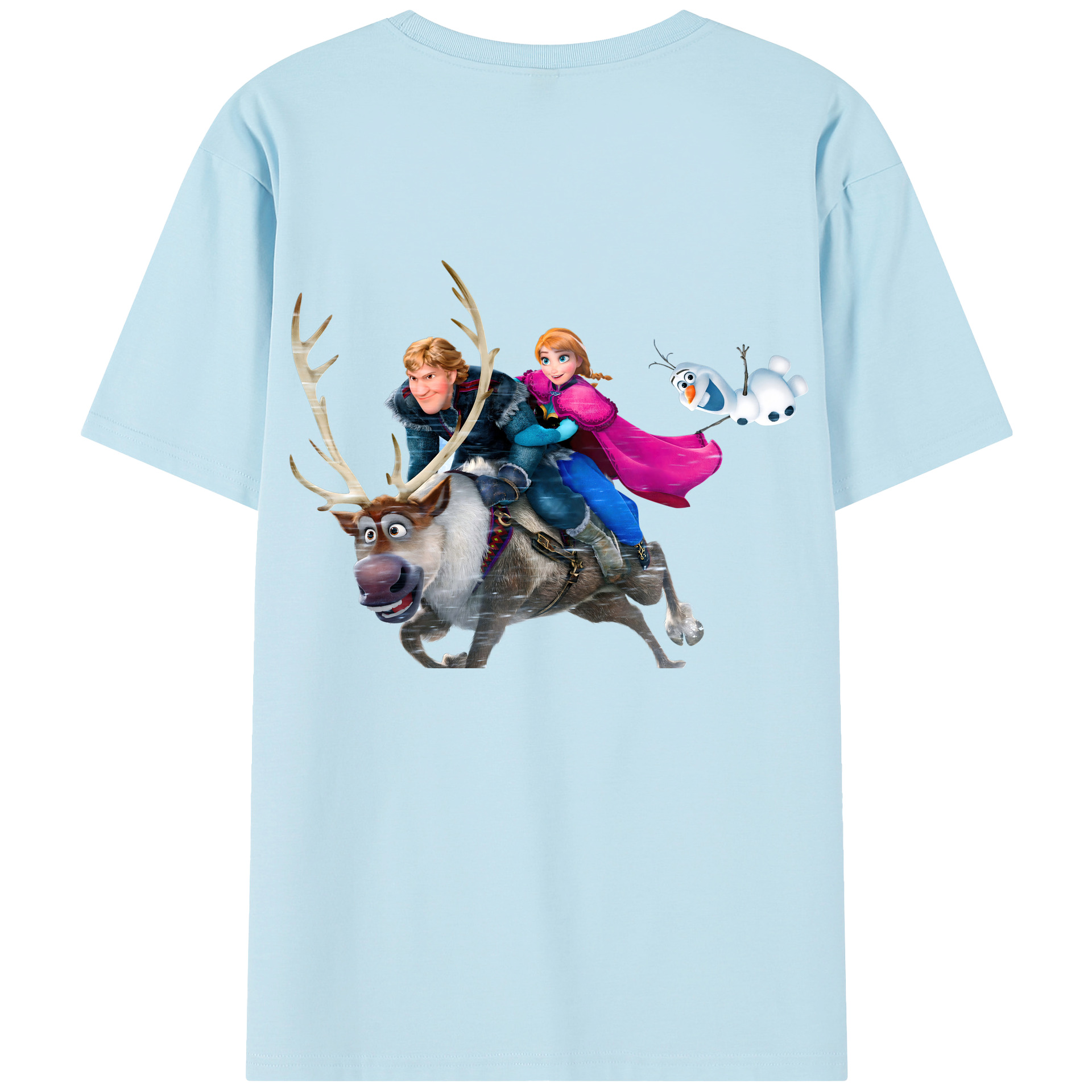 （画像用） アナと雪の女王 アンナ エルサ Frozen Anna Elsa 綿100％半袖Tシャツ（背面プリント）